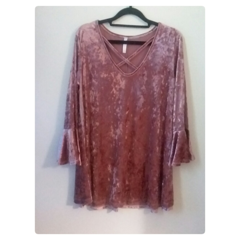 LAST ONE! 🌺2X🌺 PLUS SIZE VELVET MAUVE TOP! - Picture 3 of 6
